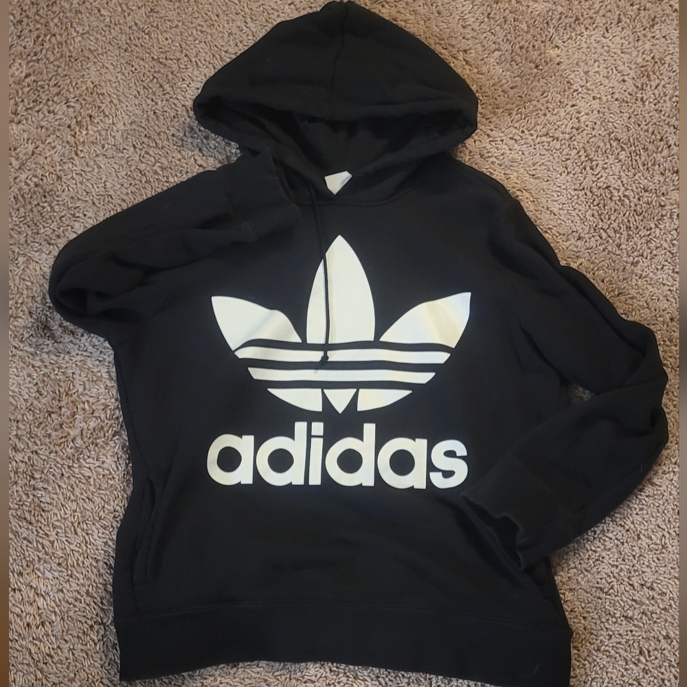 Adidas Black and White Logo Hoodie